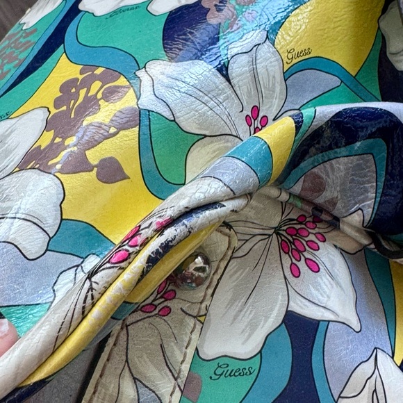 Guess Women's Floral Shoulder Bag Tote vintage Y2K- Green, Yellow, Blue - Picture 10 of 15